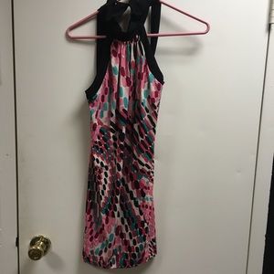 Sleeveless Pink and Black Sexy Dress
